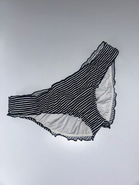 Victoria's Secret swim Black and White Striped Bikini Bottom with Scallop Edge M
